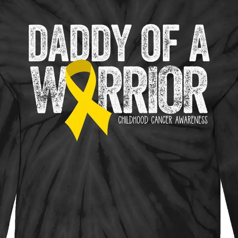 Daddy Of A Warrior Childhood Cancer Dad Ribbon Tie-Dye Long Sleeve Shirt