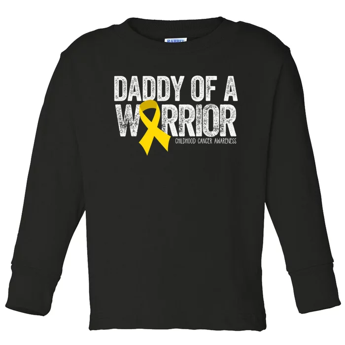 Daddy Of A Warrior Childhood Cancer Dad Ribbon Toddler Long Sleeve Shirt