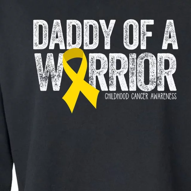 Daddy Of A Warrior Childhood Cancer Dad Ribbon Cropped Pullover Crew