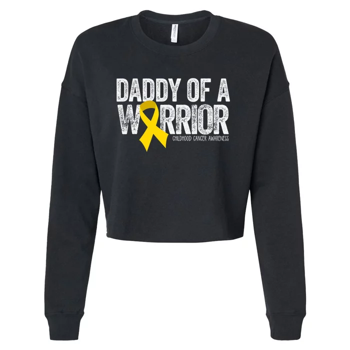 Daddy Of A Warrior Childhood Cancer Dad Ribbon Cropped Pullover Crew