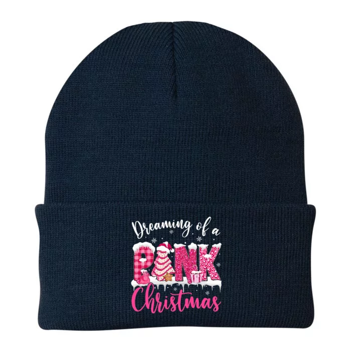 Dreaming Of A Pink Christmas Tree Cakes Xmas Holiday Pajamas Knit Cap Winter Beanie