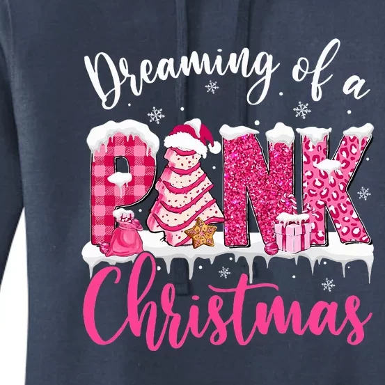 Dreaming Of A Pink Christmas Tree Cakes Xmas Holiday Pajamas Women's Pullover Hoodie