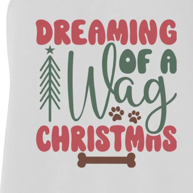 Dreaming Of A Wag Christmas Funny Dog Women's Racerback Tank