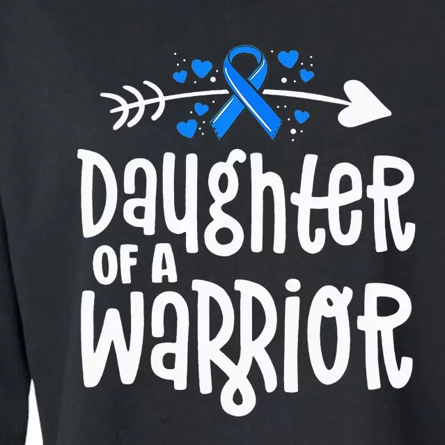 Daughter Of A Warrior ALS Family Blue Ribbon Awareness Cropped Pullover Crew