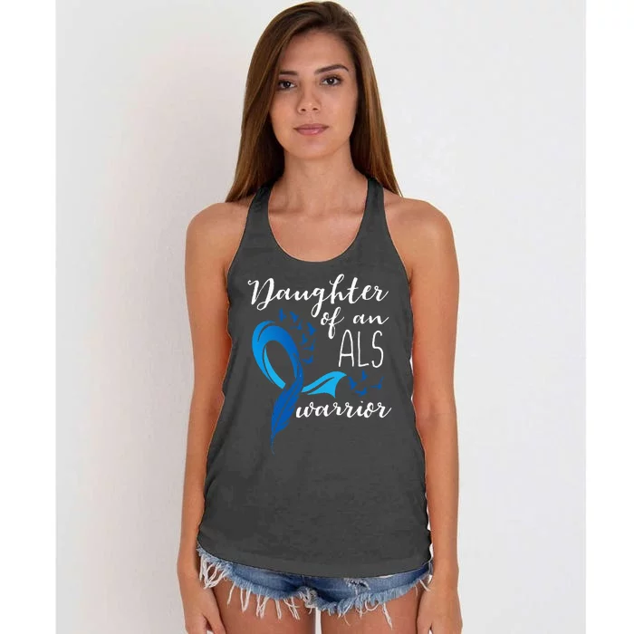 Daughter Of An ALS Warrior ALS Support Squad Women's Knotted Racerback Tank