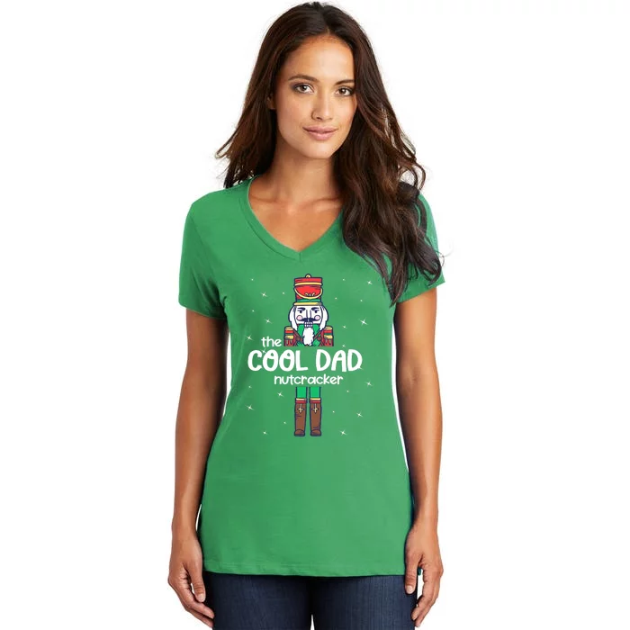 Dad Of A Nutcracker Funny Christmas Elf Squad ELF Xmas Gifts Women's V-Neck T-Shirt