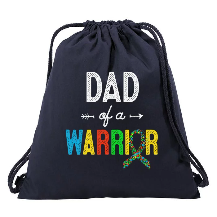 Dad Of A Warrior Autism Awareness Support Drawstring Bag