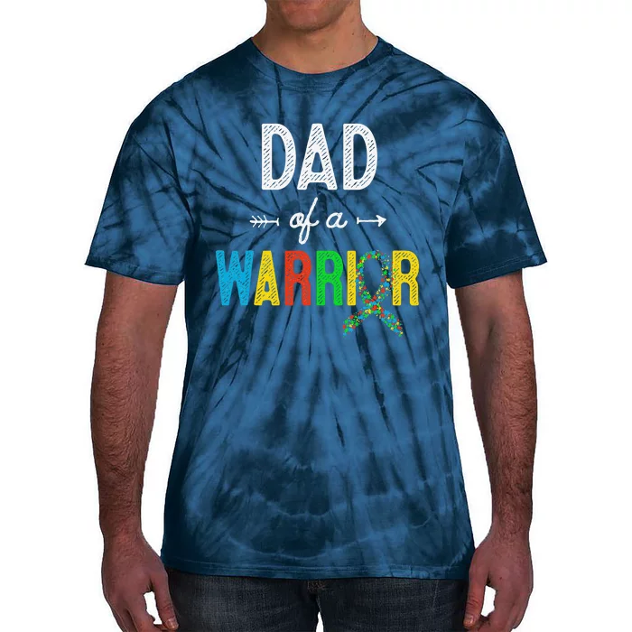 Dad Of A Warrior Autism Awareness Support Tie-Dye T-Shirt