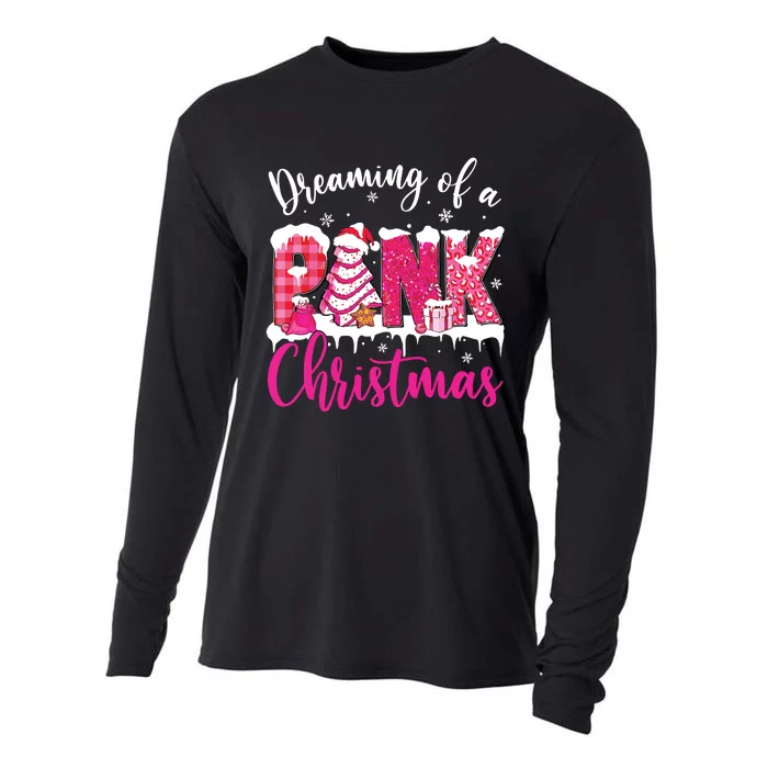 Dreaming Of A Pink Christmas Tree Cakes Xmas Holiday Pajamas Cooling Performance Long Sleeve Crew