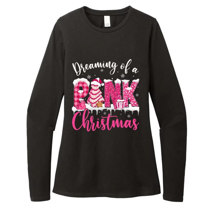 Dreaming Of A Pink Christmas Tree Cakes Xmas Holiday Pajamas Womens CVC Long Sleeve Shirt