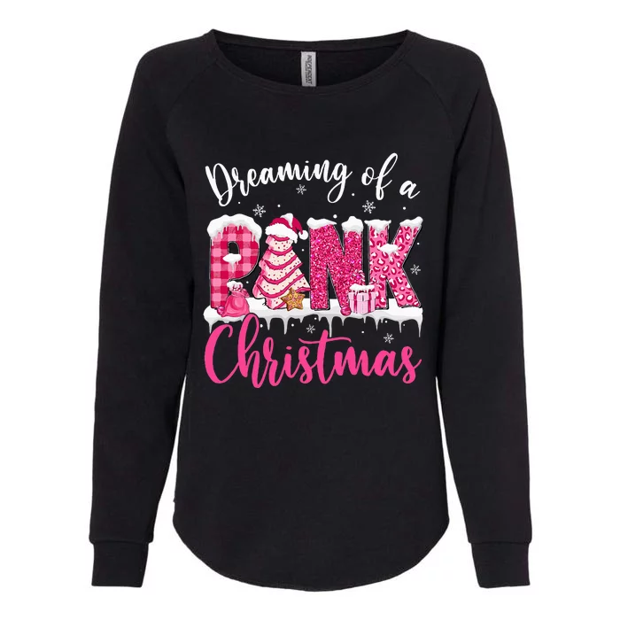 Dreaming Of A Pink Christmas Tree Cakes Xmas Holiday Pajamas Womens California Wash Sweatshirt