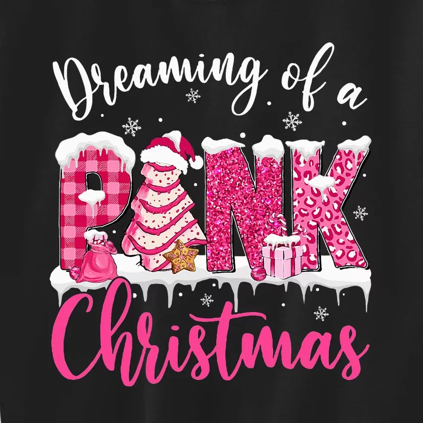 Dreaming Of A Pink Christmas Tree Cakes Xmas Holiday Pajamas Kids Sweatshirt