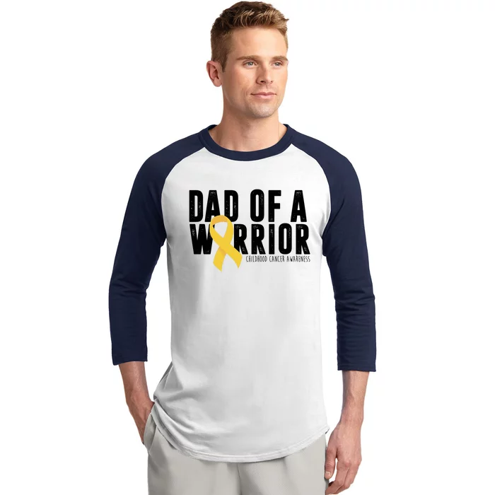 Dad Of A Warrior Childhood Cancer Awareness Baseball Sleeve Shirt