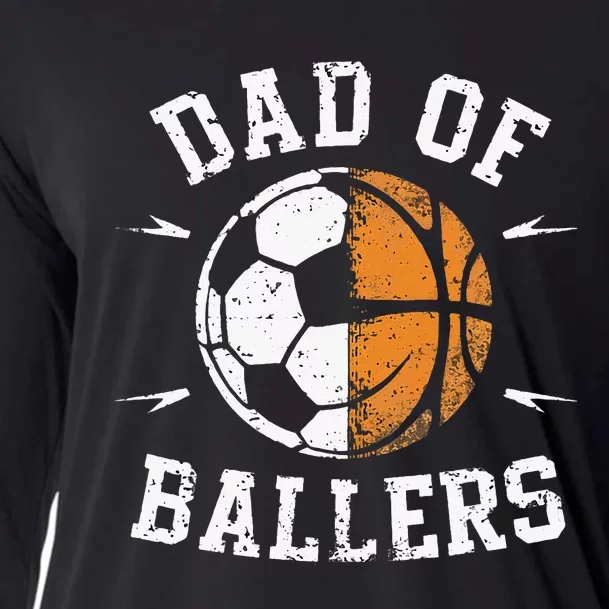 Dad Of Ballers Basketball Soccer Ball Fathers Day Cooling Performance Long Sleeve Crew