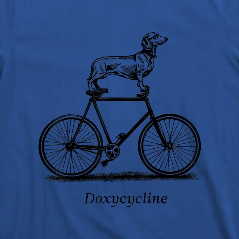 Dachshund On Bicycle Doxycycline Funny Pun Veterinary Vet Tech Gift T-Shirt