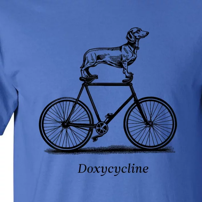 Dachshund On Bicycle Doxycycline Funny Pun Veterinary Vet Tech Gift Tall T-Shirt