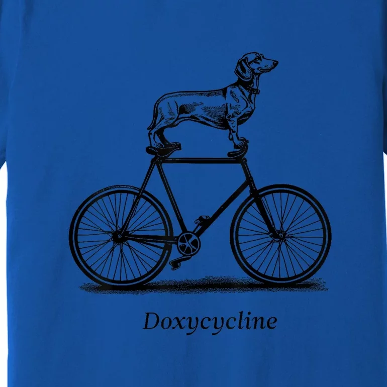 Dachshund On Bicycle Doxycycline Funny Pun Veterinary Vet Tech Gift Premium T-Shirt