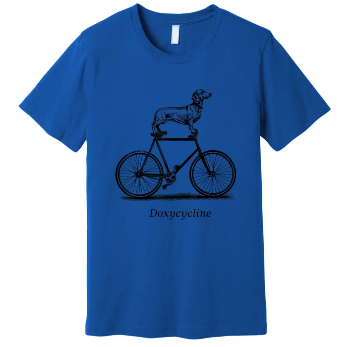 Dachshund On Bicycle Doxycycline Funny Pun Veterinary Vet Tech Gift Premium T-Shirt