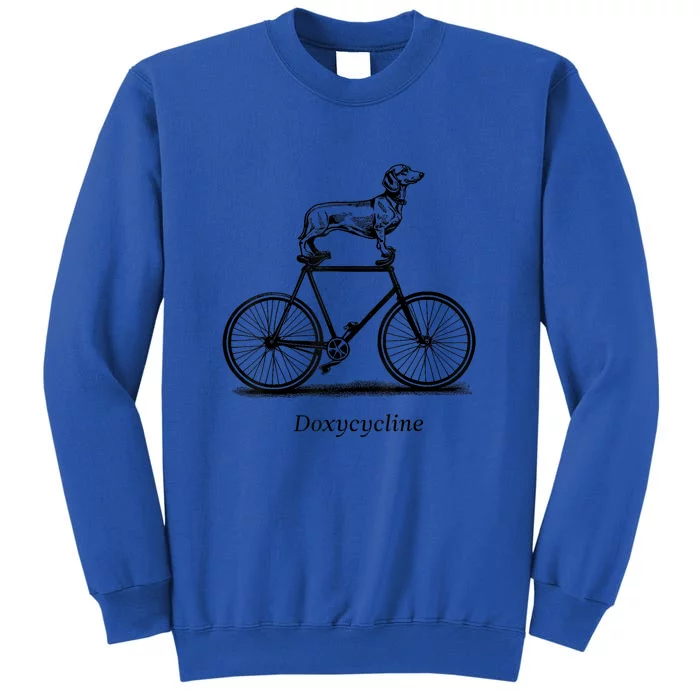 Dachshund On Bicycle Doxycycline Funny Pun Veterinary Vet Tech Gift Tall Sweatshirt