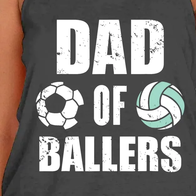 Dad Of Ballers Funny Soccer Volleyball Dad Women's Knotted Racerback Tank