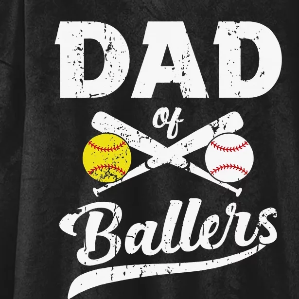 Dad of Ballers Dad of Baseball And Softball Player For Dad Hooded Wearable Blanket