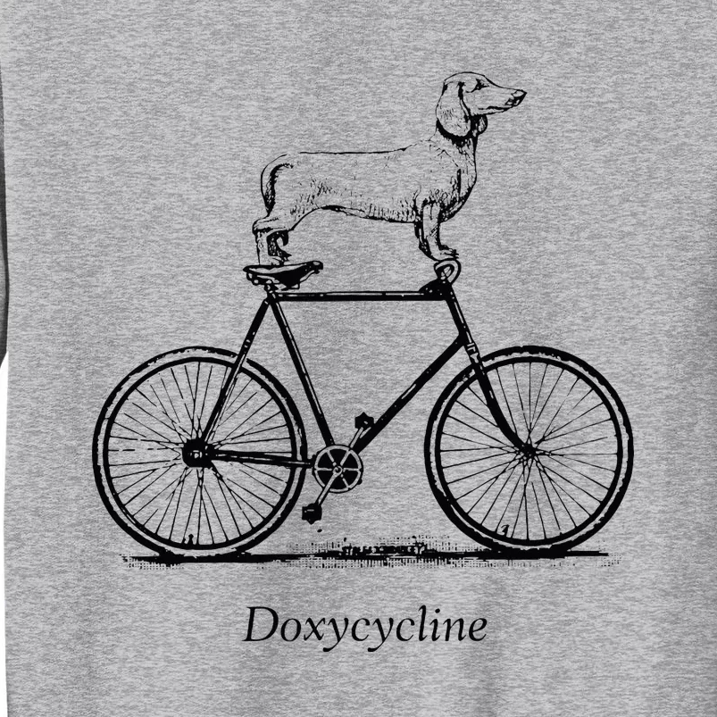 Dachshund On Bicycle Doxycycline Pun Veterinary Vet Tech Tall Sweatshirt