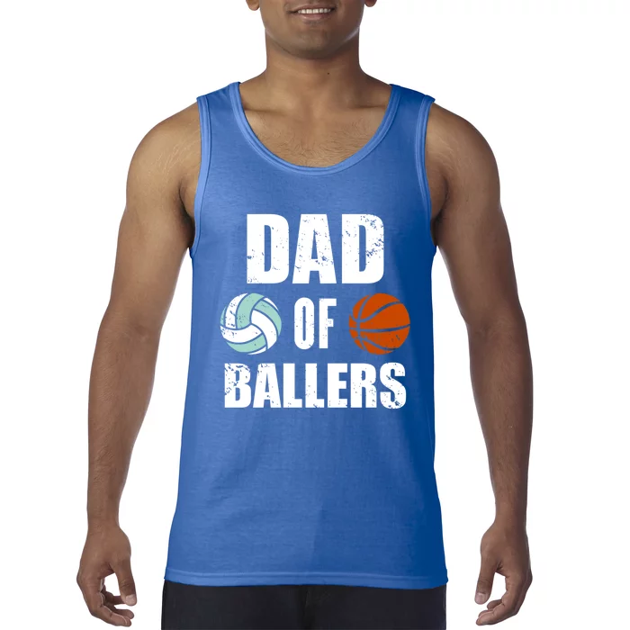 Dad Of Ballers Funny Volleyball Basketball Dad Cute Gift Tank Top