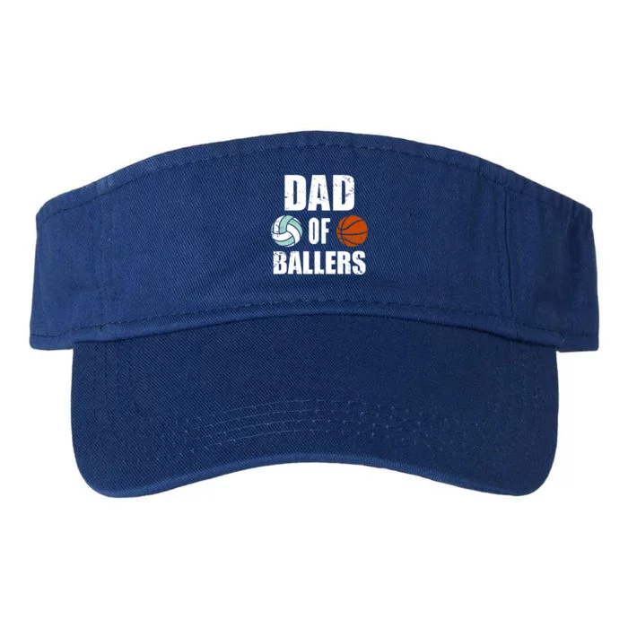 Dad Of Ballers Funny Volleyball Basketball Dad Cute Gift Valucap Bio-Washed Visor