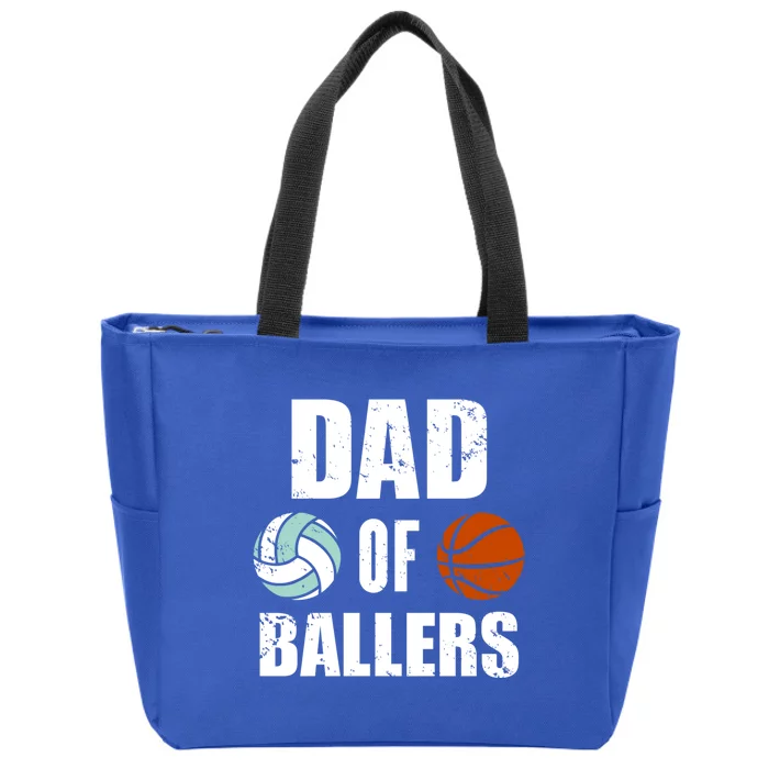 Dad Of Ballers Funny Volleyball Basketball Dad Cute Gift Zip Tote Bag