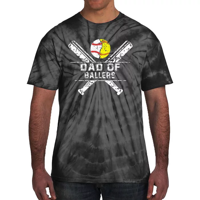 Dad Of Ballers Baseball Dad Softball Dad Fathers Day Tie-Dye T-Shirt