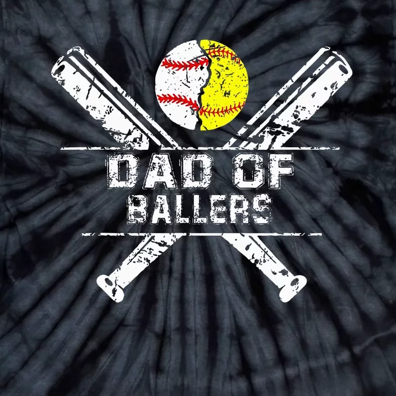 Dad Of Ballers Baseball Dad Softball Dad Fathers Day Tie-Dye T-Shirt