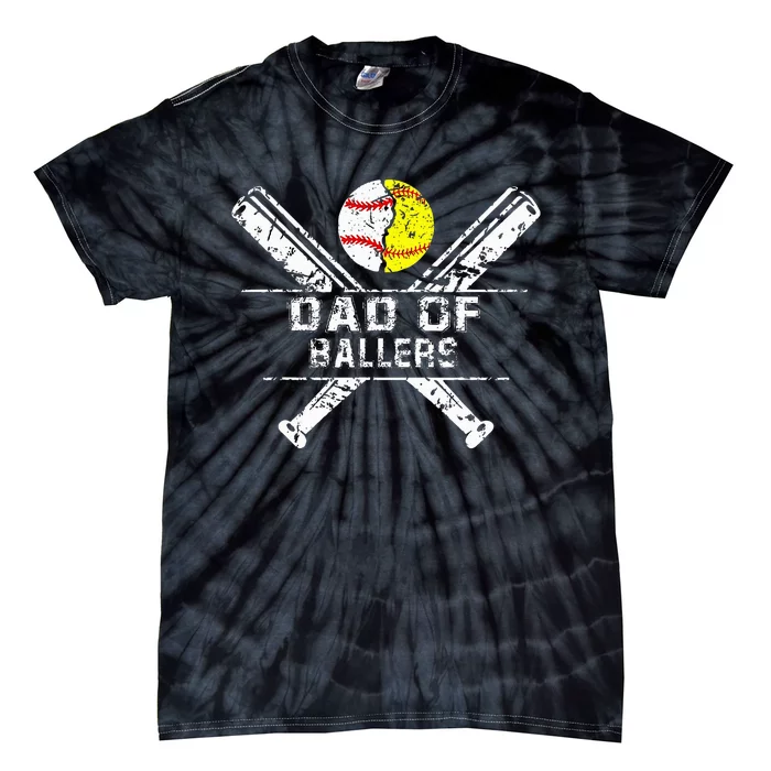 Dad Of Ballers Baseball Dad Softball Dad Fathers Day Tie-Dye T-Shirt