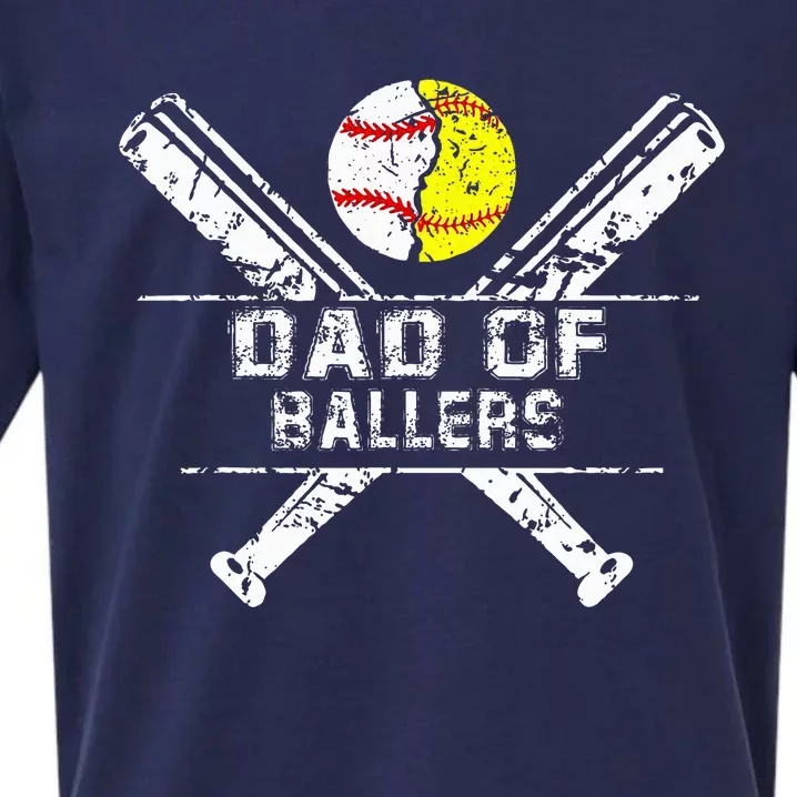 Dad Of Ballers Baseball Dad Softball Dad Fathers Day Sueded Cloud Jersey T-Shirt