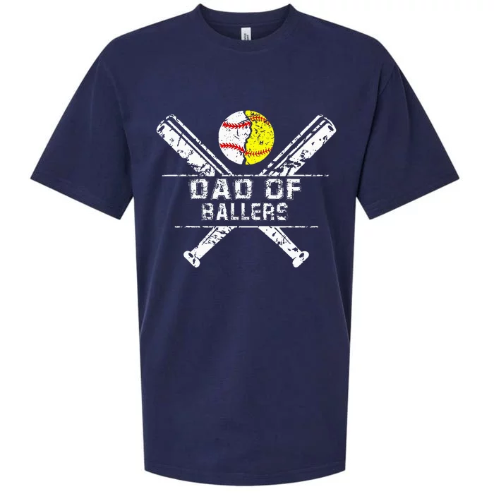 Dad Of Ballers Baseball Dad Softball Dad Fathers Day Sueded Cloud Jersey T-Shirt