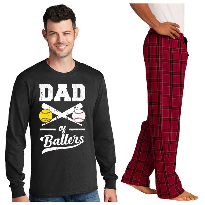 Dad of Ballers Dad of Baseball And Softball Player For Dad Long Sleeve Pajama Set