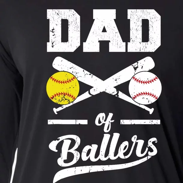 Dad of Ballers Dad of Baseball And Softball Player For Dad Cooling Performance Long Sleeve Crew