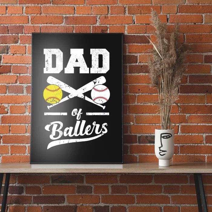 Dad of Ballers Dad of Baseball And Softball Player For Dad Poster