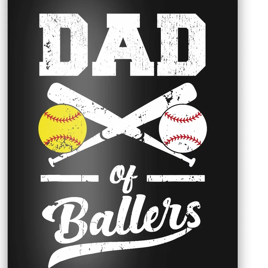 Dad of Ballers Dad of Baseball And Softball Player For Dad Poster