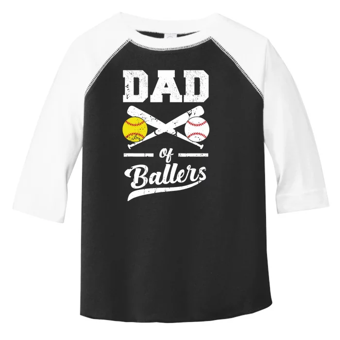 Dad of Ballers Dad of Baseball And Softball Player For Dad Toddler Fine Jersey T-Shirt