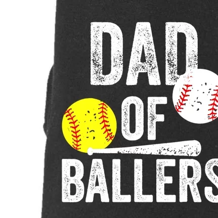 Dad of Ballers Funny Dad of Baseball and Softball Player Doggie 3-End Fleece Hoodie