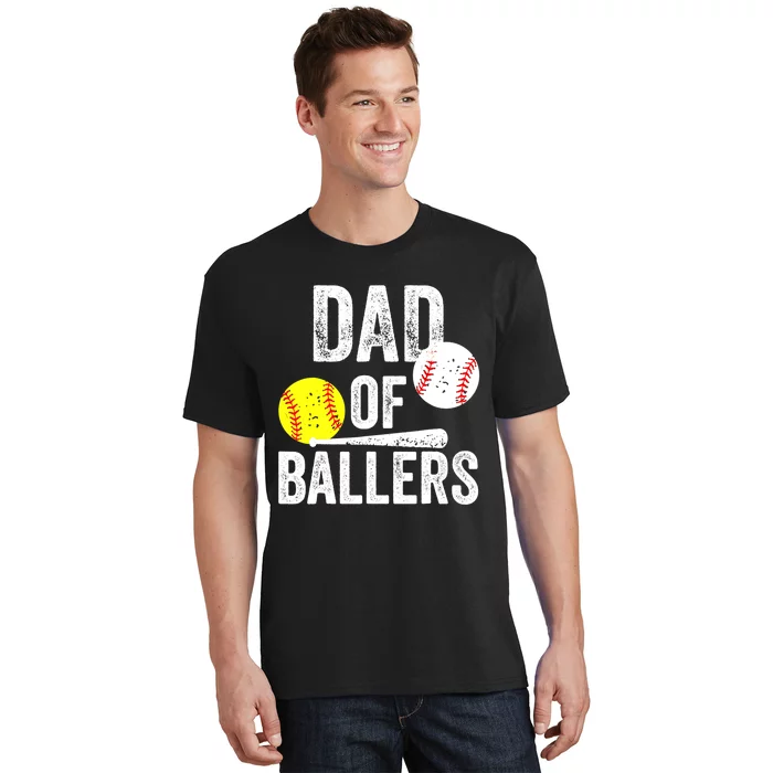 Dad of Ballers Funny Dad of Baseball and Softball Player T-Shirt