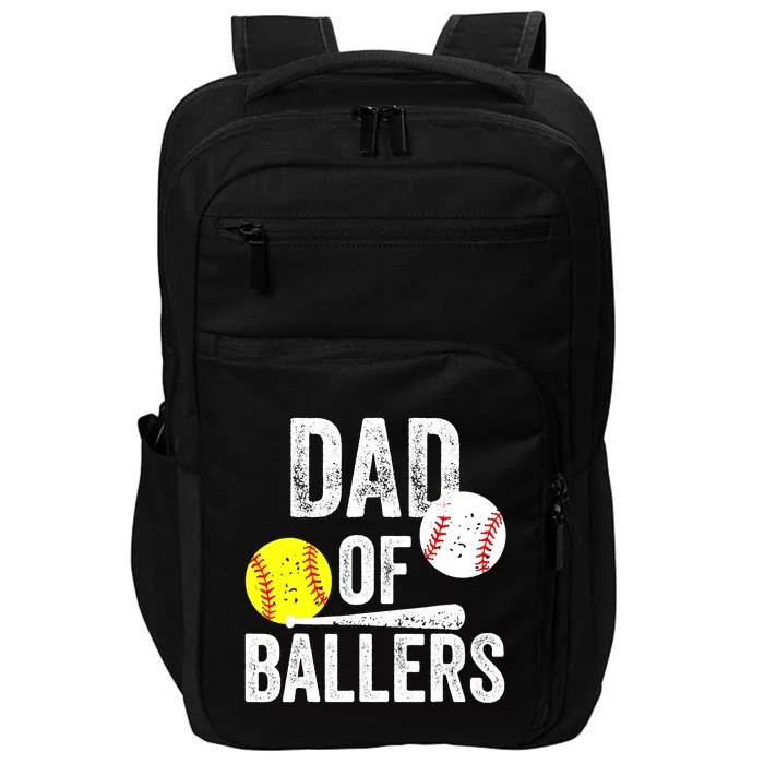 Dad of Ballers Funny Dad of Baseball and Softball Player Impact Tech Backpack