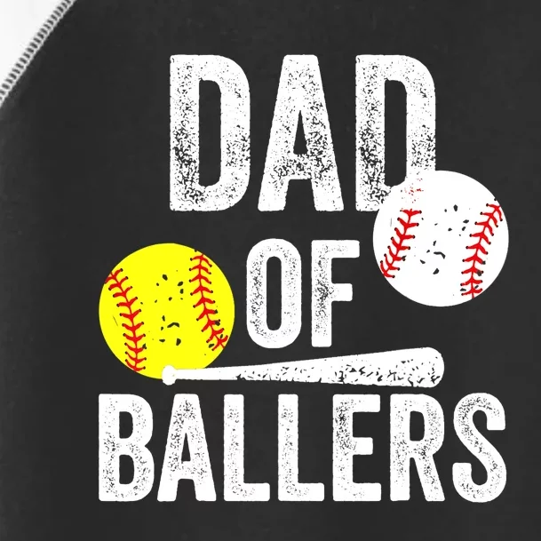 Dad of Ballers Funny Dad of Baseball and Softball Player Toddler Fine Jersey T-Shirt