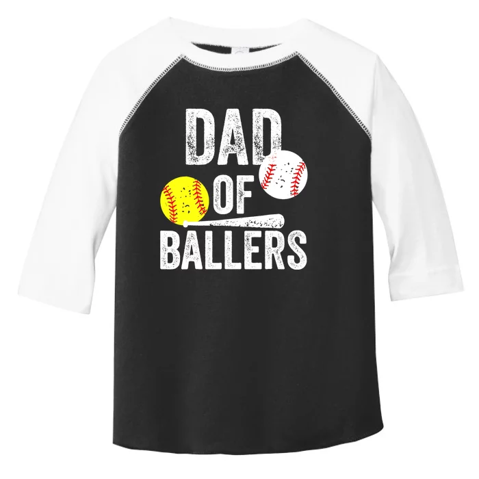 Dad of Ballers Funny Dad of Baseball and Softball Player Toddler Fine Jersey T-Shirt