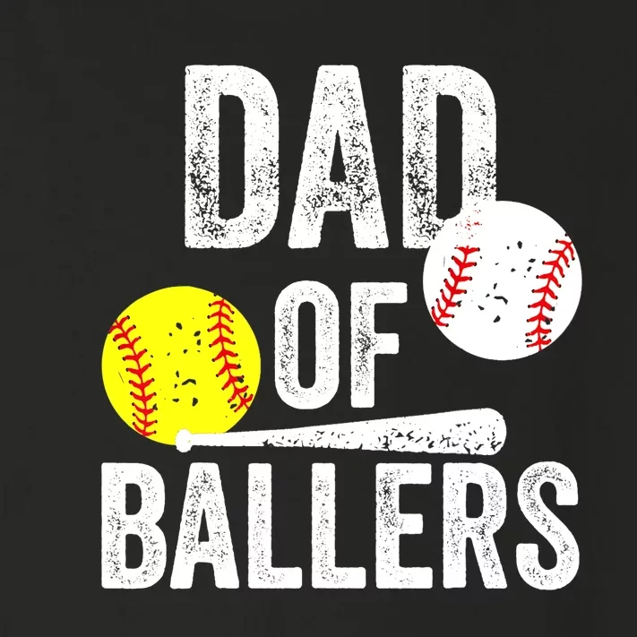 Dad of Ballers Funny Dad of Baseball and Softball Player Toddler Long Sleeve Shirt