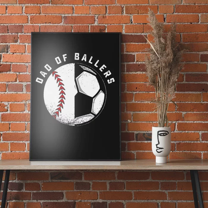 Dad Of Ballers Soccer Baseball Ball Player Coach Father Poster