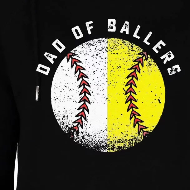 Dad Of Ballers Softball Dad Baseball Dad Fars Day Men Womens Funnel Neck Pullover Hood