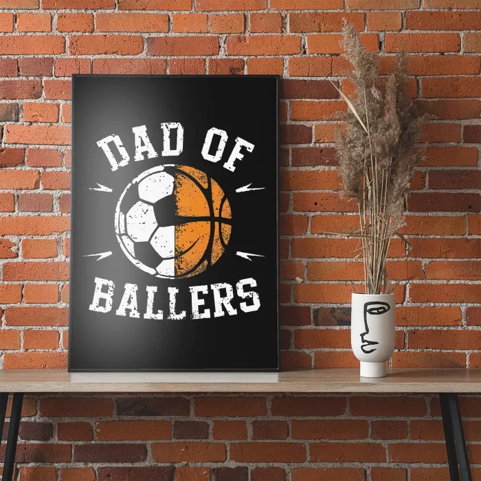 Dad Of Ballers Basketball Soccer Ball Fathers Day Poster