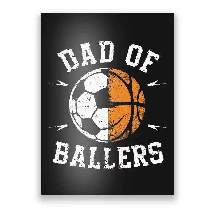 Dad Of Ballers Basketball Soccer Ball Fathers Day Poster