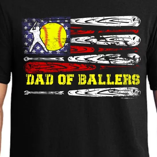 Dad Of Ballers Funny Dad Softball Cute Gift Pajama Set